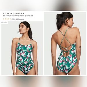 Victoria's secret very sexy swim strappy back one-piece swimsuit TROPICAL SMALL